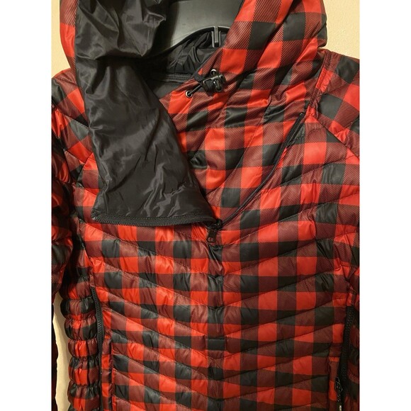 Heim-Made Lumber Jacket Puffer Red Black Plaid Women XL Down Hooded Pullover EUC - Picture 3 of 16